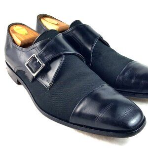 MERCANTI FLORENTI Men's Monk Strap Oxfords Black Leather Made In Italy Size 12